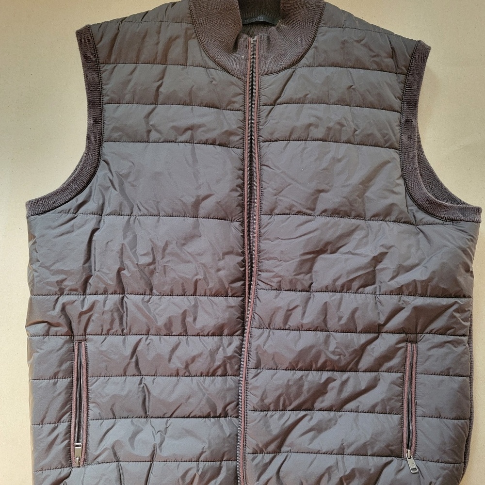**Title:** Raffi Men’s Quilted Puffer Vest Brown Size Large – Like New!